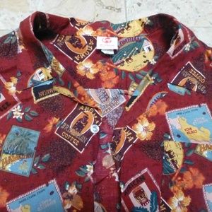Scorpio mens holiday aloha  coffee shirt xl